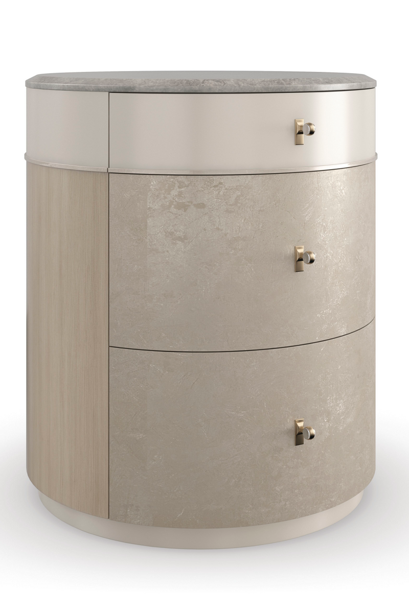 Curved Metallic Nightstand | Caracole Hang Around | Oroatrade.com