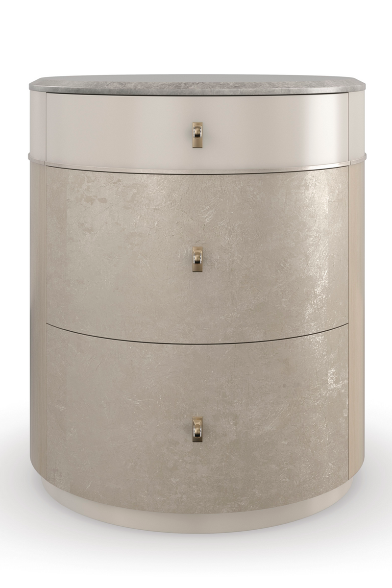 Curved Metallic Nightstand | Caracole Hang Around | Oroatrade.com