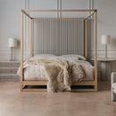 Light Oak Canopy Bed | Caracole Pinstripe
