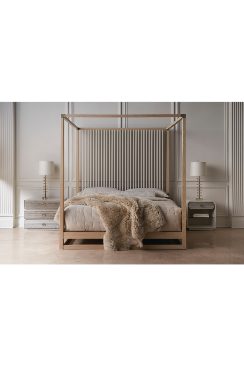 Light Oak Canopy Bed | Caracole Pinstripe | Oroatrade.com