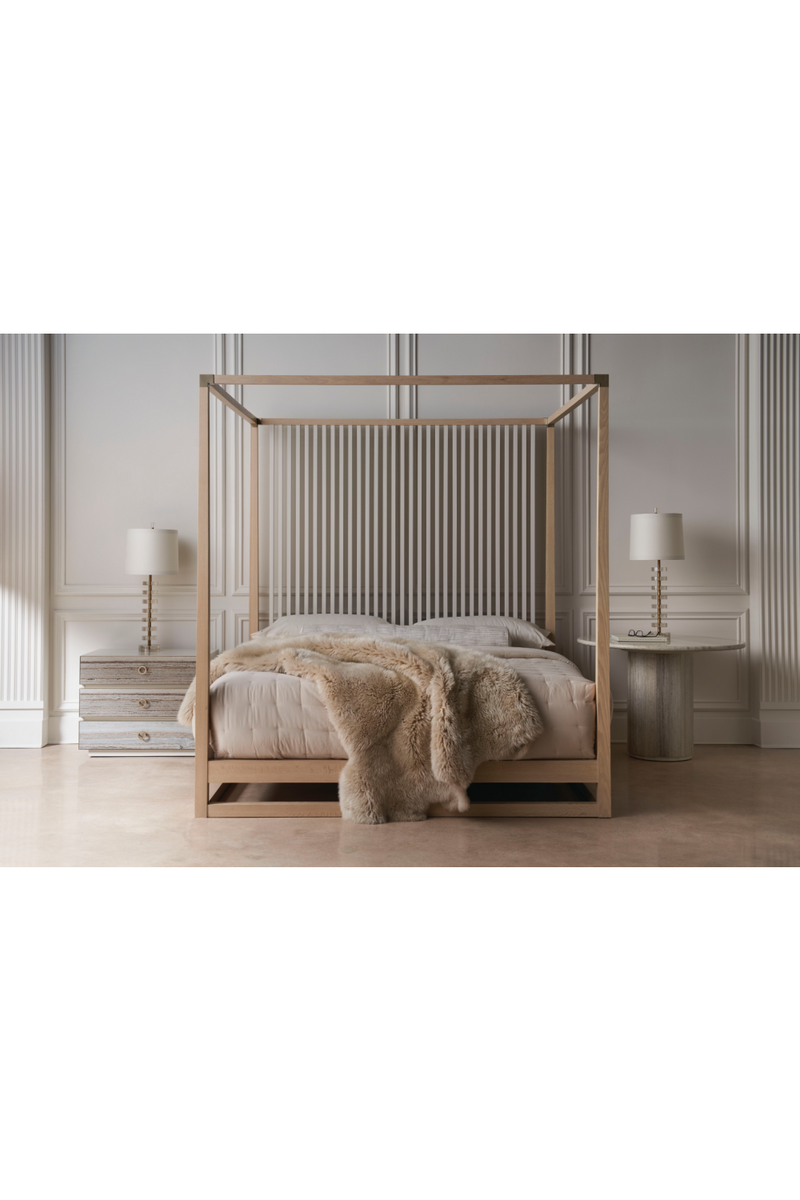 Light Oak Canopy Bed | Caracole Pinstripe | Oroatrade.com