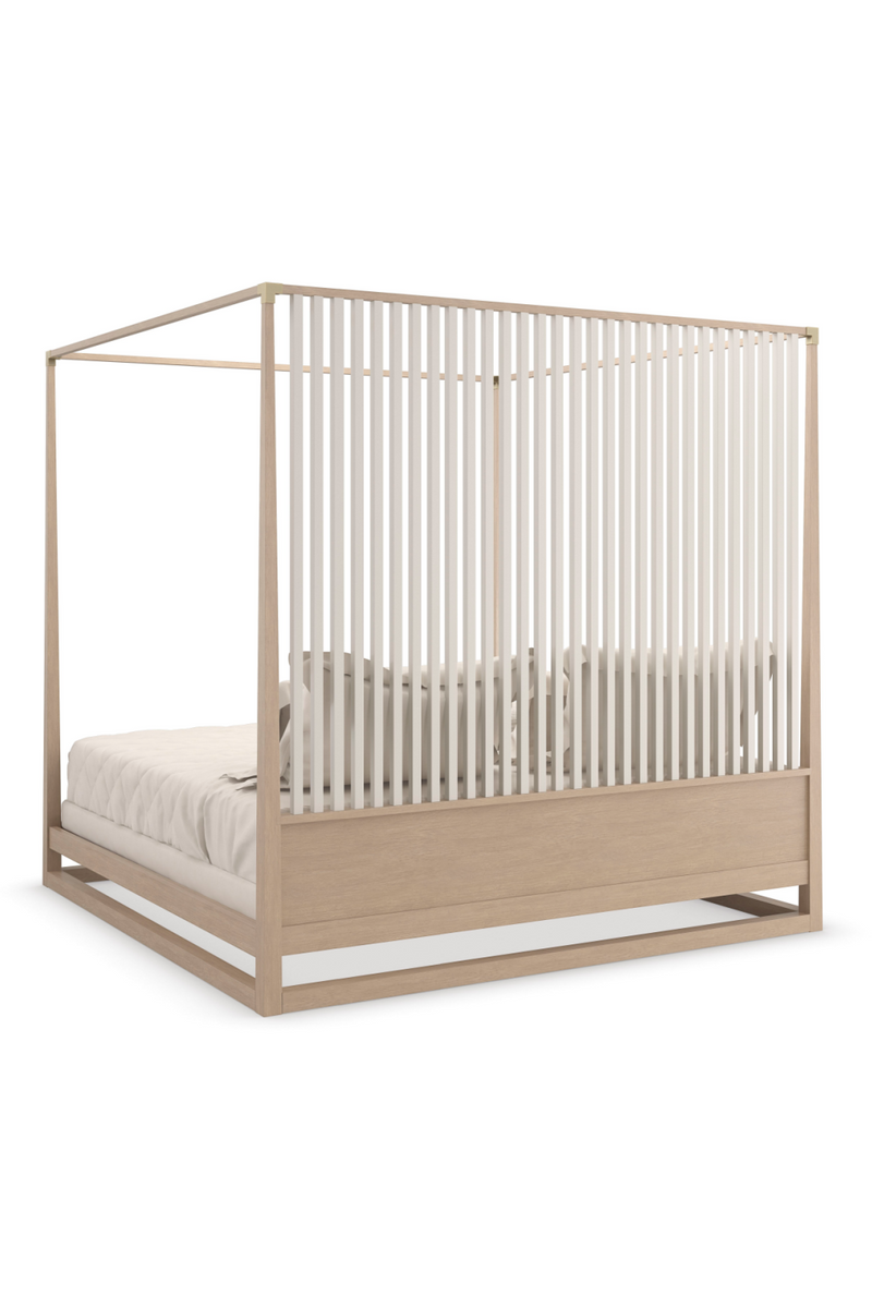 Light Oak Canopy Bed | Caracole Pinstripe | Oroatrade.com