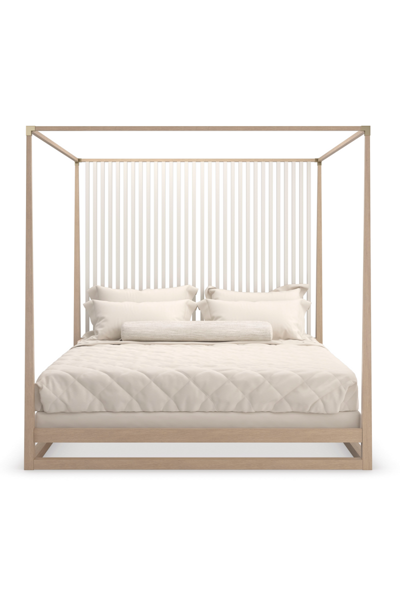 Light Oak Canopy Bed | Caracole Pinstripe | Oroatrade.com