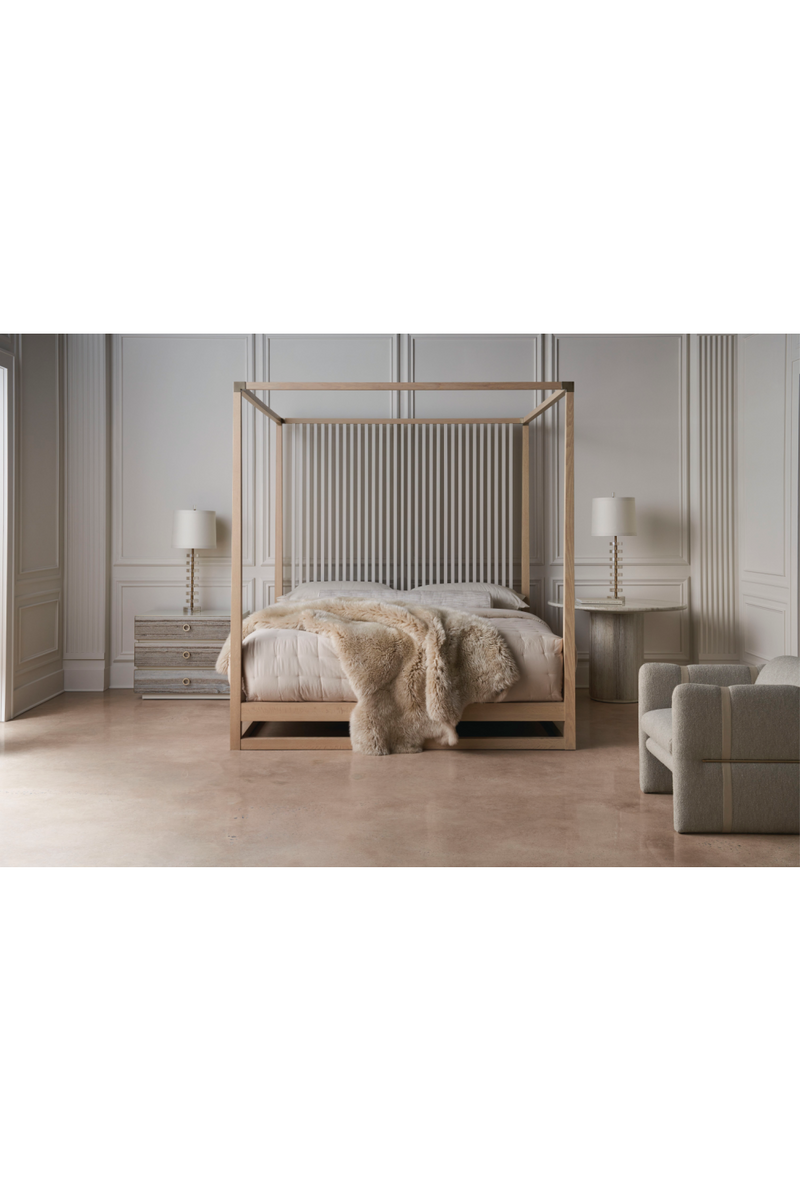 Light Oak Canopy Bed | Caracole Pinstripe | Oroatrade.com