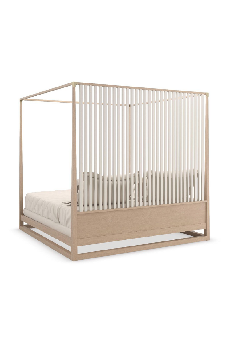 Light Oak Canopy Bed | Caracole Pinstripe | Oroatrade.com