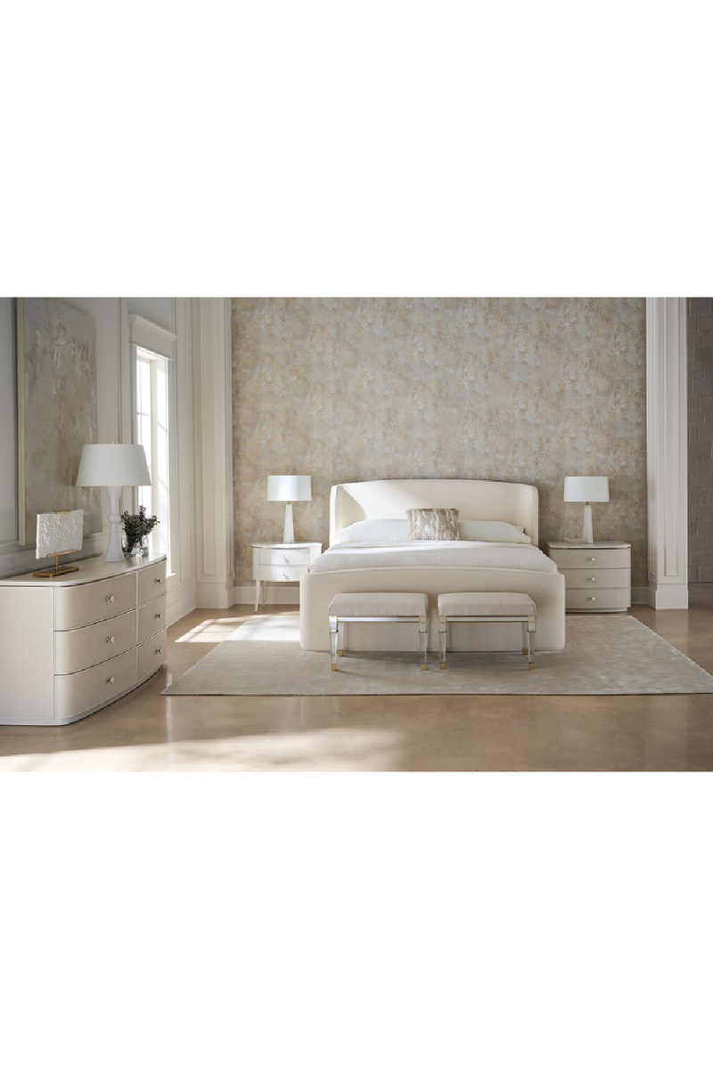 Cream Linen 3-Drawer Nightstand | Caracole Lyon | Oroatrade.com