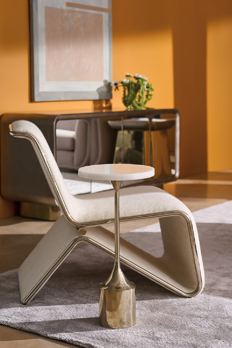 White Stone Pedestal Side Table | Caracole Beta | Oroatrade.com