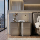 Silver 2-Drawer Nightstand | Caracole Oblique