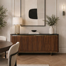 Smoked Walnut 4-Door Sideboard | Caracole Altura