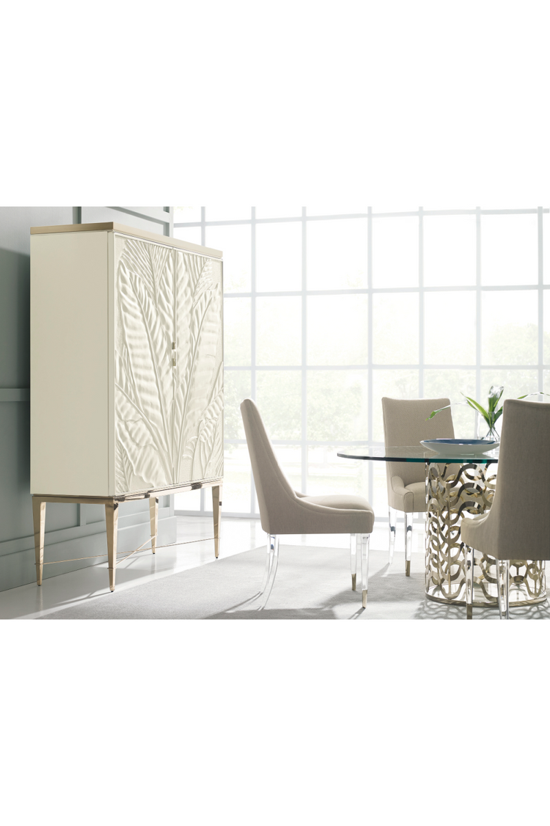 Carved White Modern Bar Cabinet | Caracole Palms Up! | Oroatrade.com
