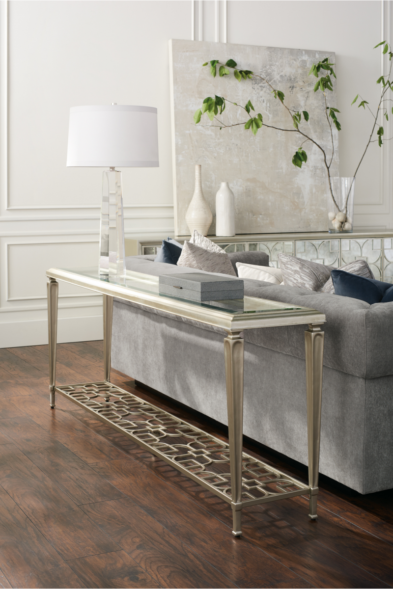 Taupe Silver Console Table | Caracole Highly Social | Oroatrade.com
