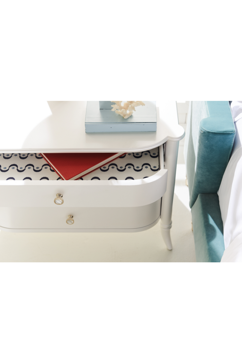 Pearlized White Nightstand | Caracole Oyster Diver | Oroatrade.com