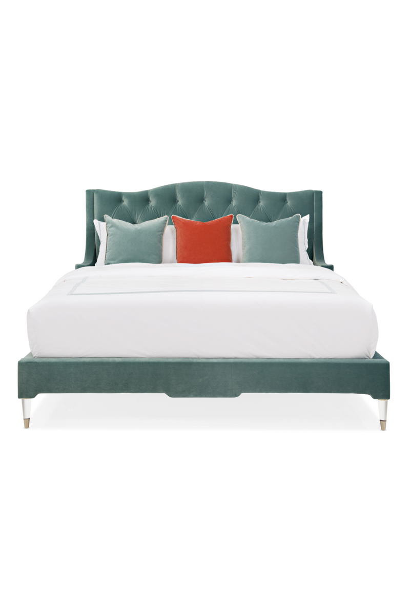 Blue Upholstered Tufted California King Bed | Caracole Do Not Disturb | Oroatrade.com