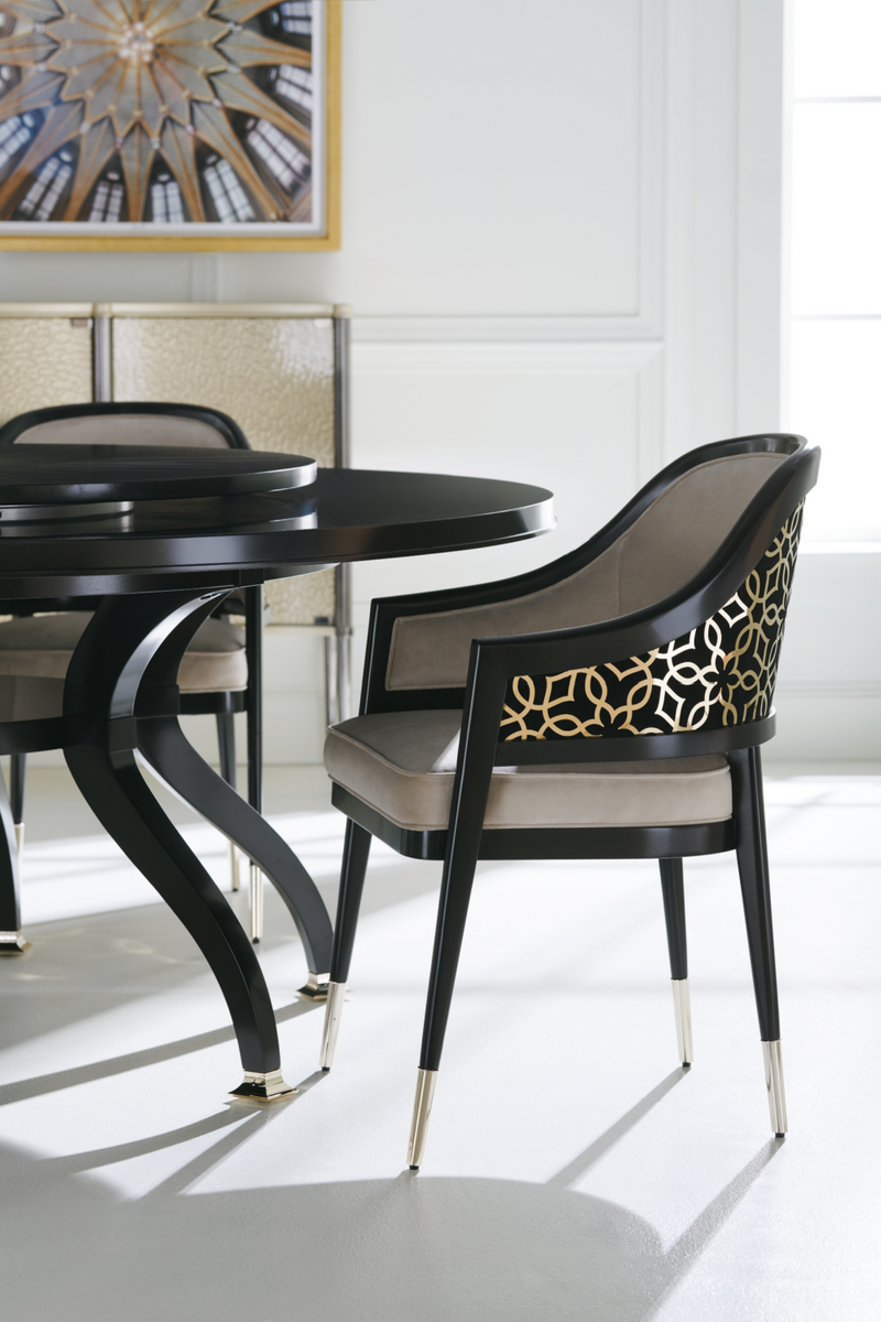 Arabesque Fretwork Dining Chair | Caracole Club Member At The Table | Oroatrade.com