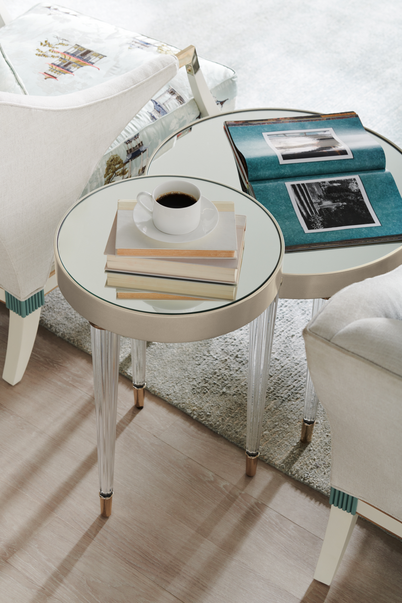 Round Mirrored End Table | Caracole Tri Me | Oroatrade.com