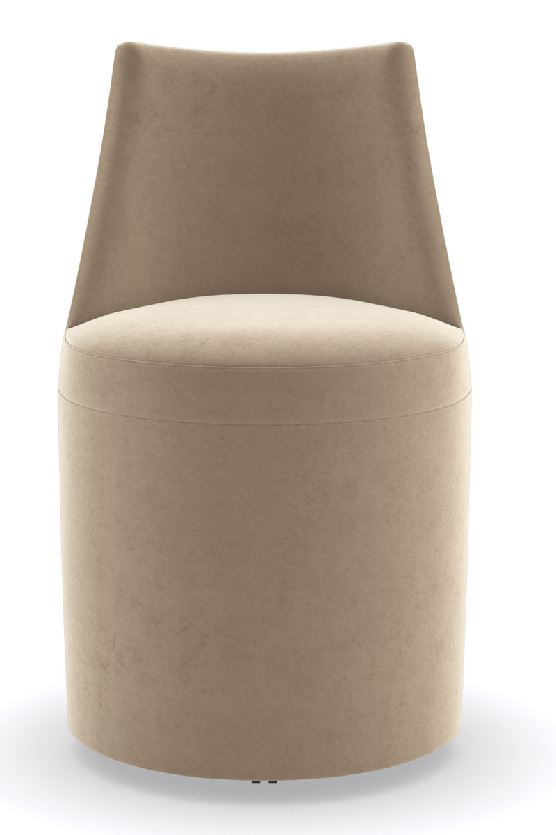 Taupe Velvet Dining Chair | Caracole Barrel Roll | Oroatrade.com