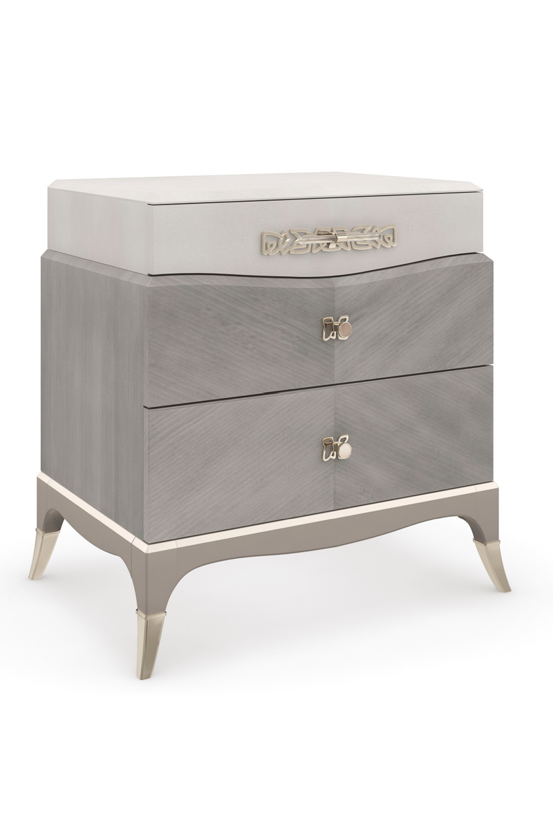 Gray Shagreen Modern Nightstand | Caracole Cadence | Oroatrade.com