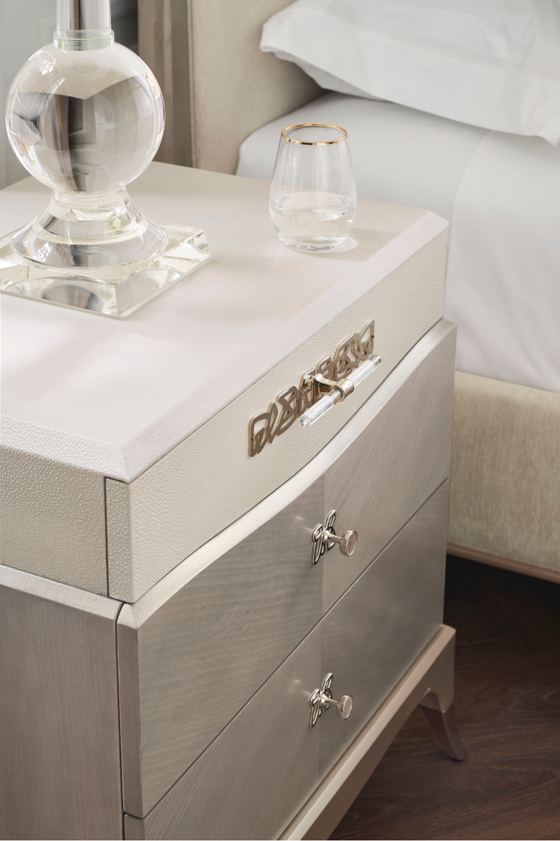 Gray Shagreen Modern Nightstand | Caracole Cadence | Oroatrade.com