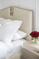 Cream Chenille Modern Bed | Caracole Crescendo | Oroatrade.com