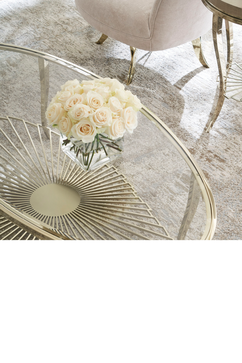 Oval Glass Cocktail Table | Caracole Pirouette | Oroatrade.com