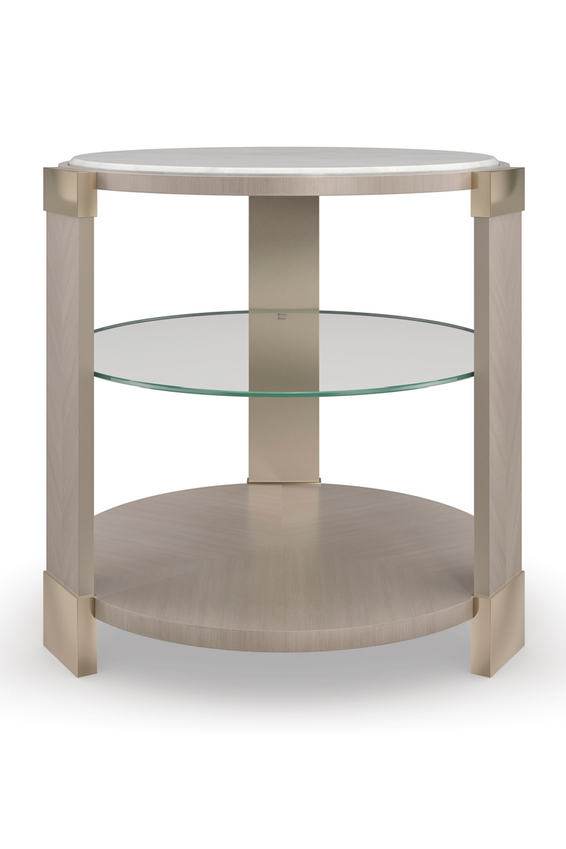 Round White Marble End Table | Caracole Oculus | Oroatrade.com