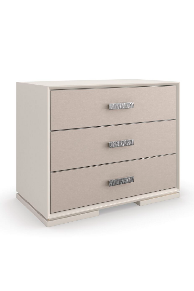 Vinyl 3-Drawer Nightstand | Caracole Silver Lining | Oroatrade.com