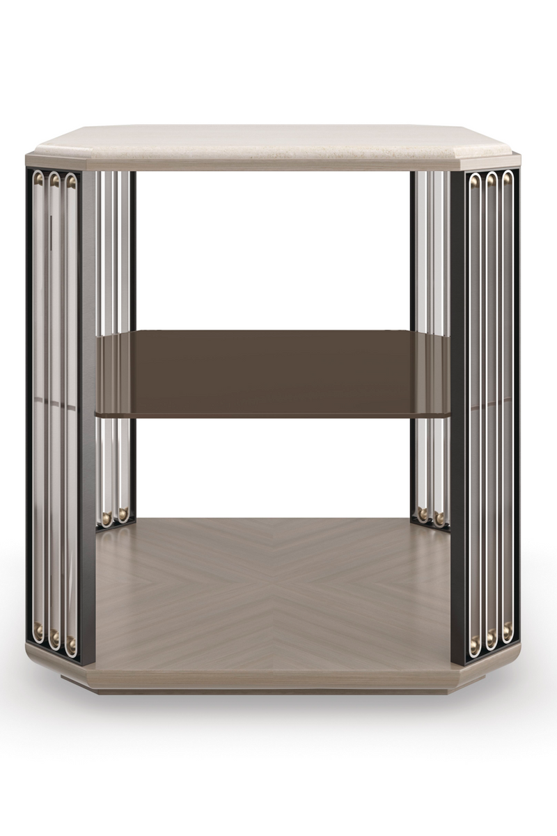 Bronze Glass End Table | Caracole Alloy | Oroatrade.com