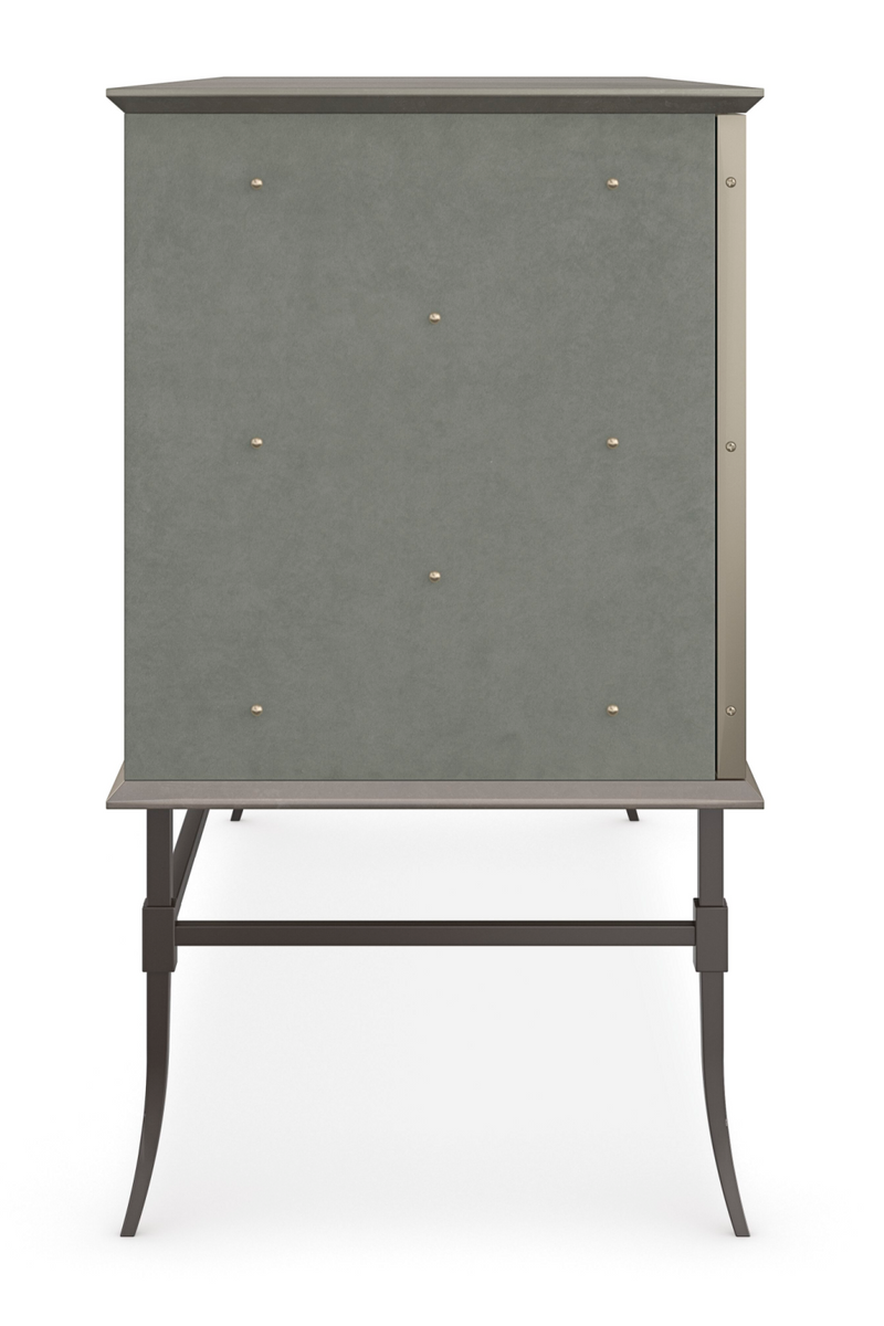 Studded Gray Suede Sideboard | Caracole Brass Tacks | Oroatrade.com