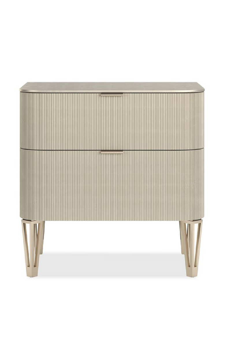 Gold Reeded 2-Drawer Nightstand | Caracole True Love | Oroatrade.com