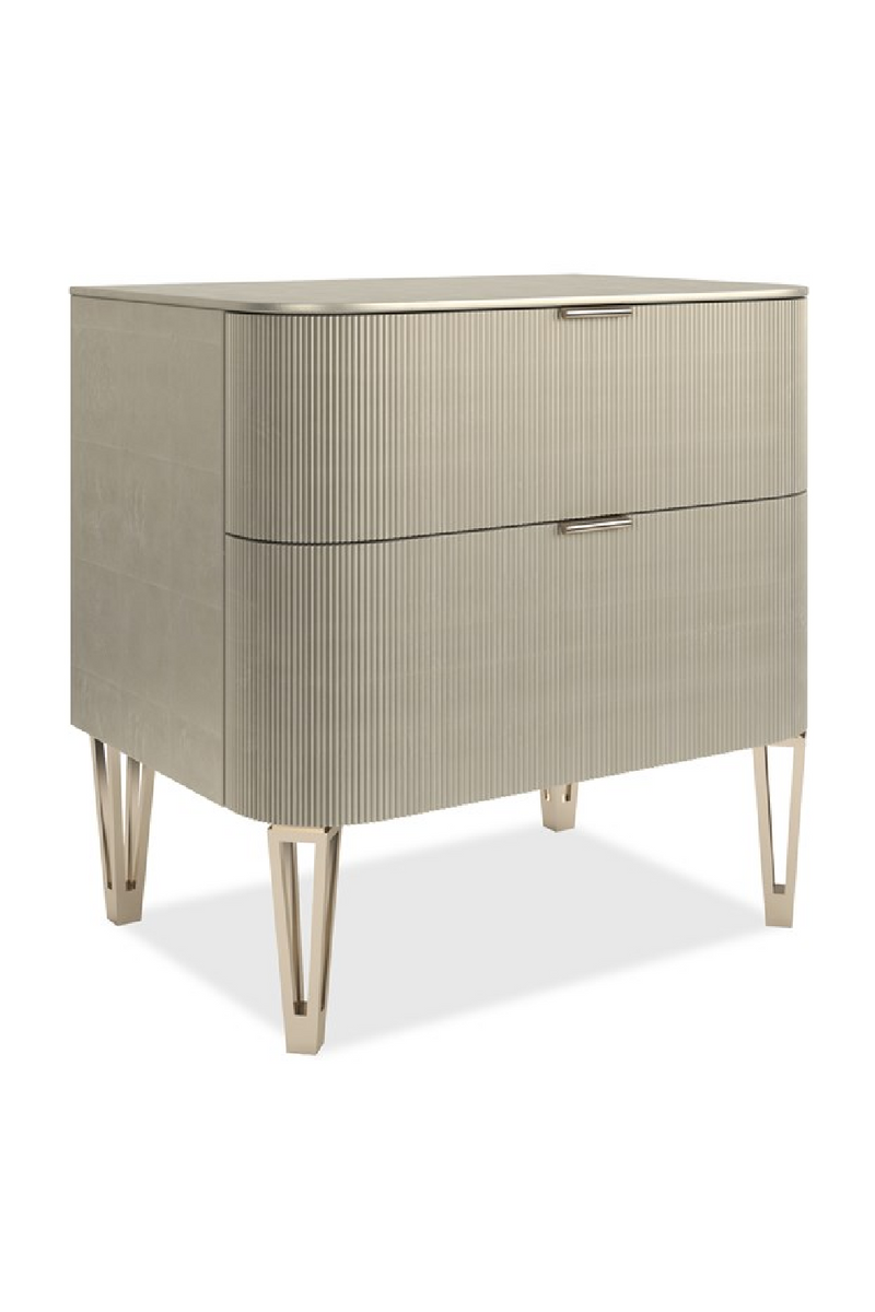 Gold Reeded 2-Drawer Nightstand | Caracole True Love | Oroatrade.com