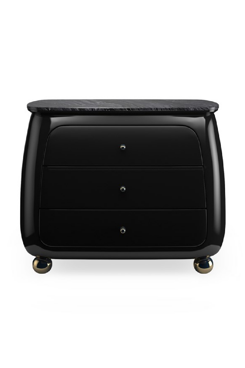 Black 3-Drawer Curved Nighstand | Caracole Cabochon | Oroatrade.com