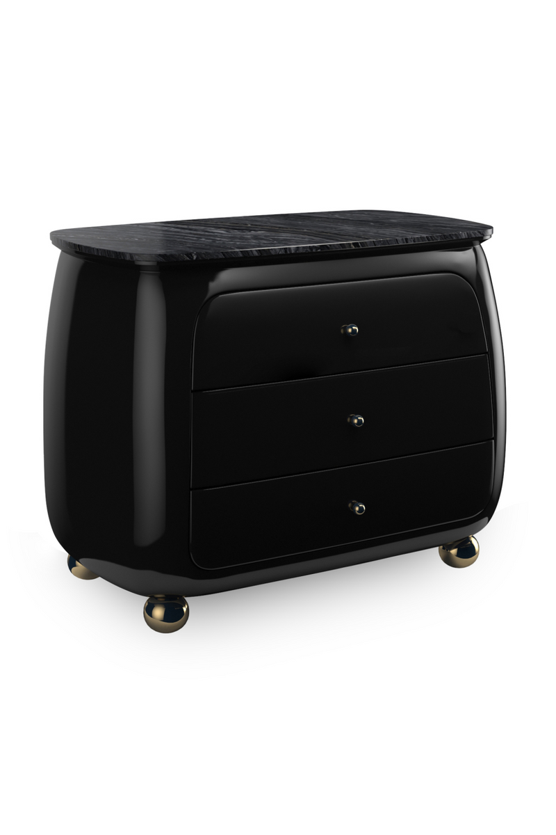 Black 3-Drawer Curved Nighstand | Caracole Cabochon | Oroatrade.com