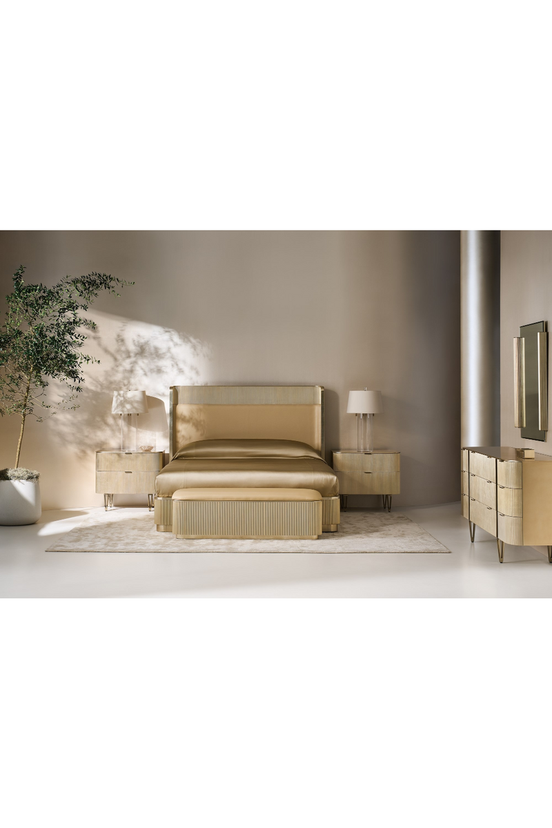 Gold Trim Reeded Queen Bed | Caracole Fall In Love| Oroatrade.com