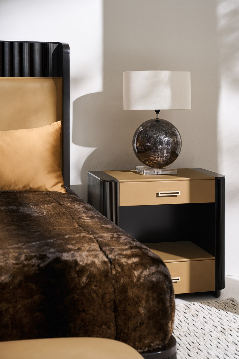 Gold Trim Reeded Queen Bed | Caracole Fall In Love| Oroatrade.com