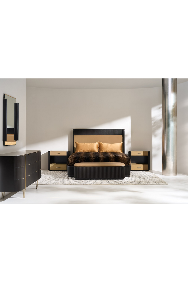 Gold Trim Reeded Queen Bed | Caracole Fall In Love| Oroatrade.com