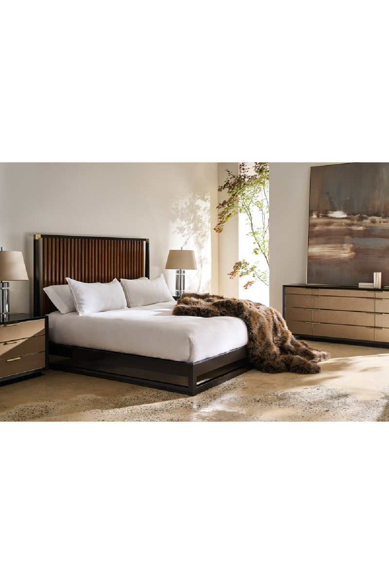 Slatted Oak King Bed | Caracole Pinstripe | Oroatrade.com