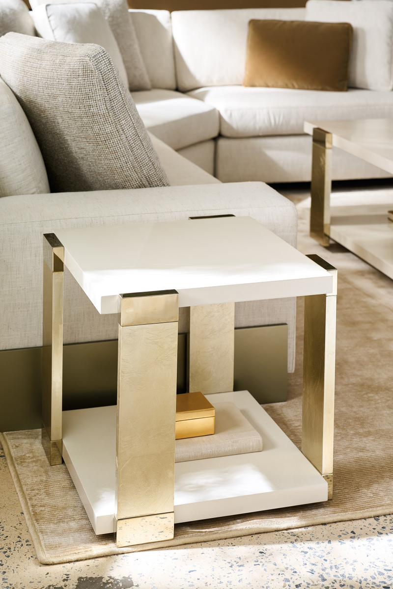 Gold Accent Square End Table | Caracole I'll Take The Corner | Oroatrade.com