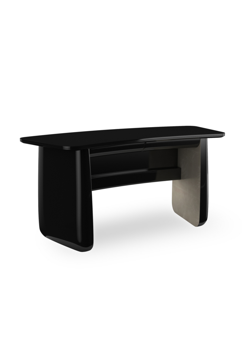 Black Glass 2-Drawer Desk | Caracole Cabochon | Oroatrade.com