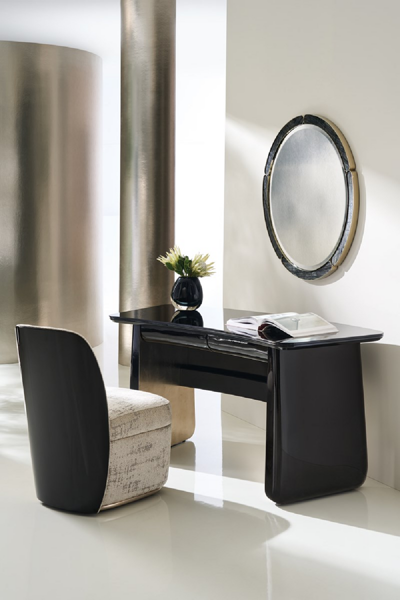 Black Glass 2-Drawer Desk | Caracole Cabochon | Oroatrade.com