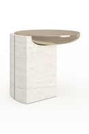Travertine Base Side Table | Caracole Overlap