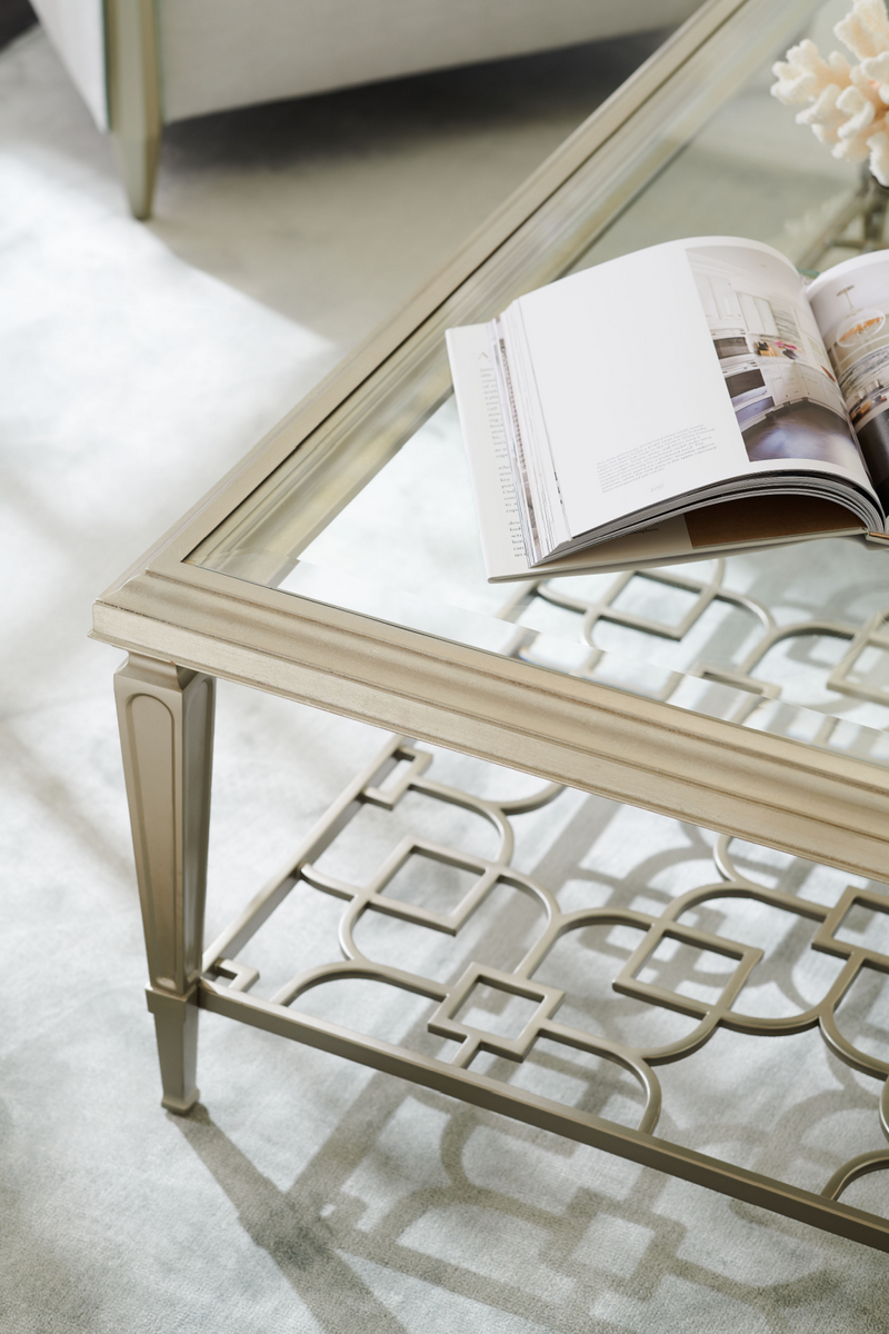 Taupe Silver Coffee Table | Caracole Socialite | Oroatrade.com