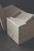 Taupe Leather Side Table | Caracole Bindi | Oroatrade.com