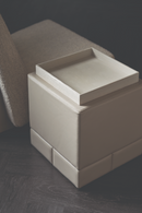 Taupe Leather Side Table | Caracole Bindi | Oroatrade.com