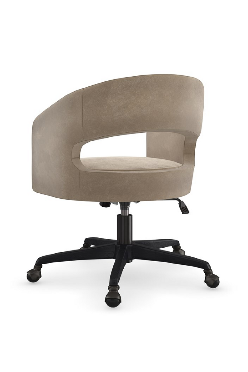 Open-Back Suede Swivel Chair | Caracole Blythe | Oroatrade.com