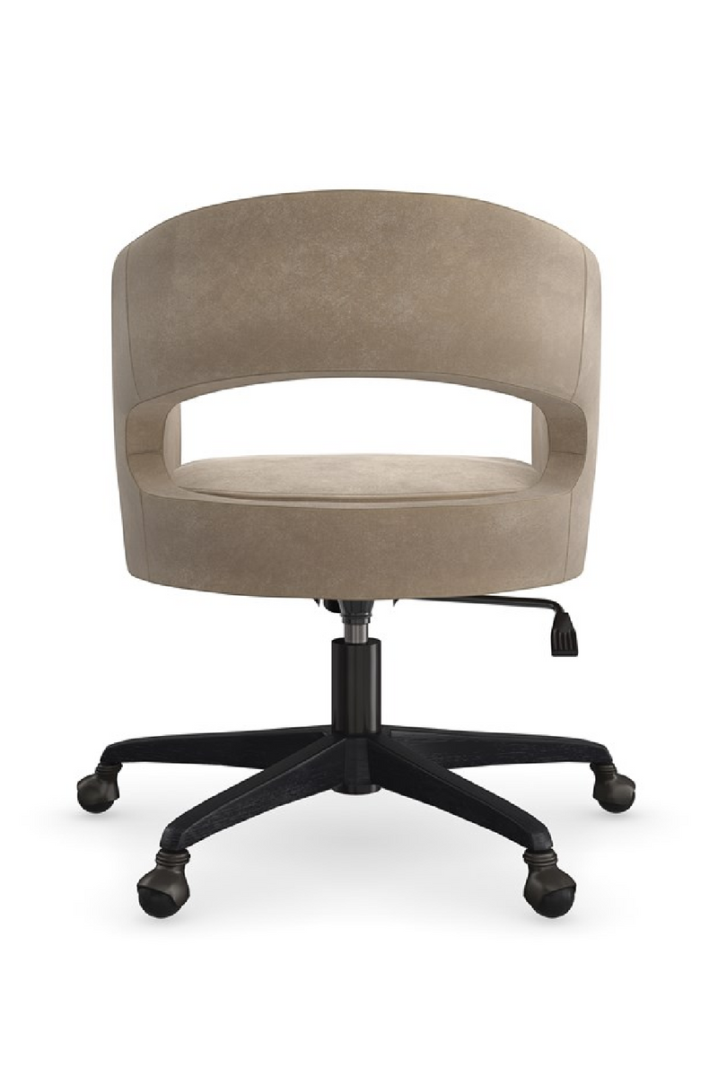 Open-Back Suede Swivel Chair | Caracole Blythe | Oroatrade.com