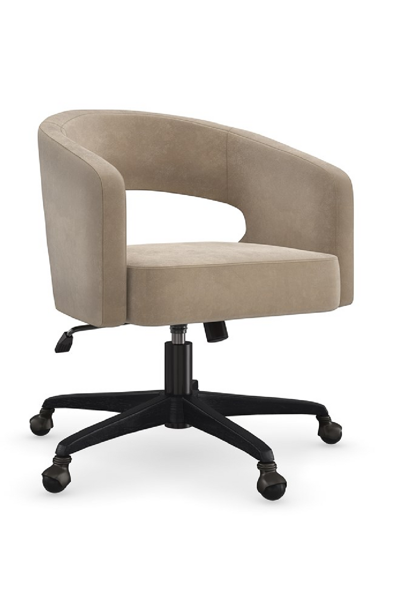 Open-Back Suede Swivel Chair | Caracole Blythe | Oroatrade.com