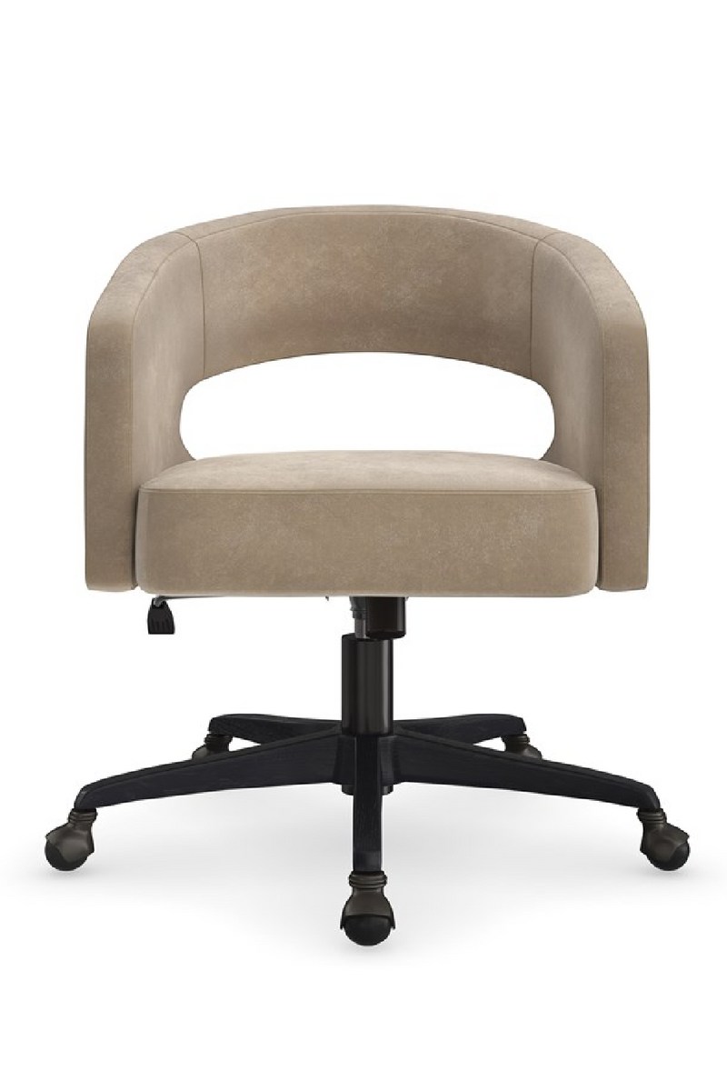 Open-Back Suede Swivel Chair | Caracole Blythe