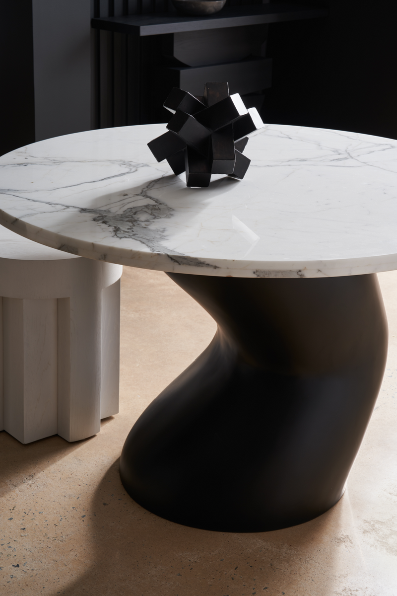 White Faceted Side Table | Caracole Eli | Oroatrade.com