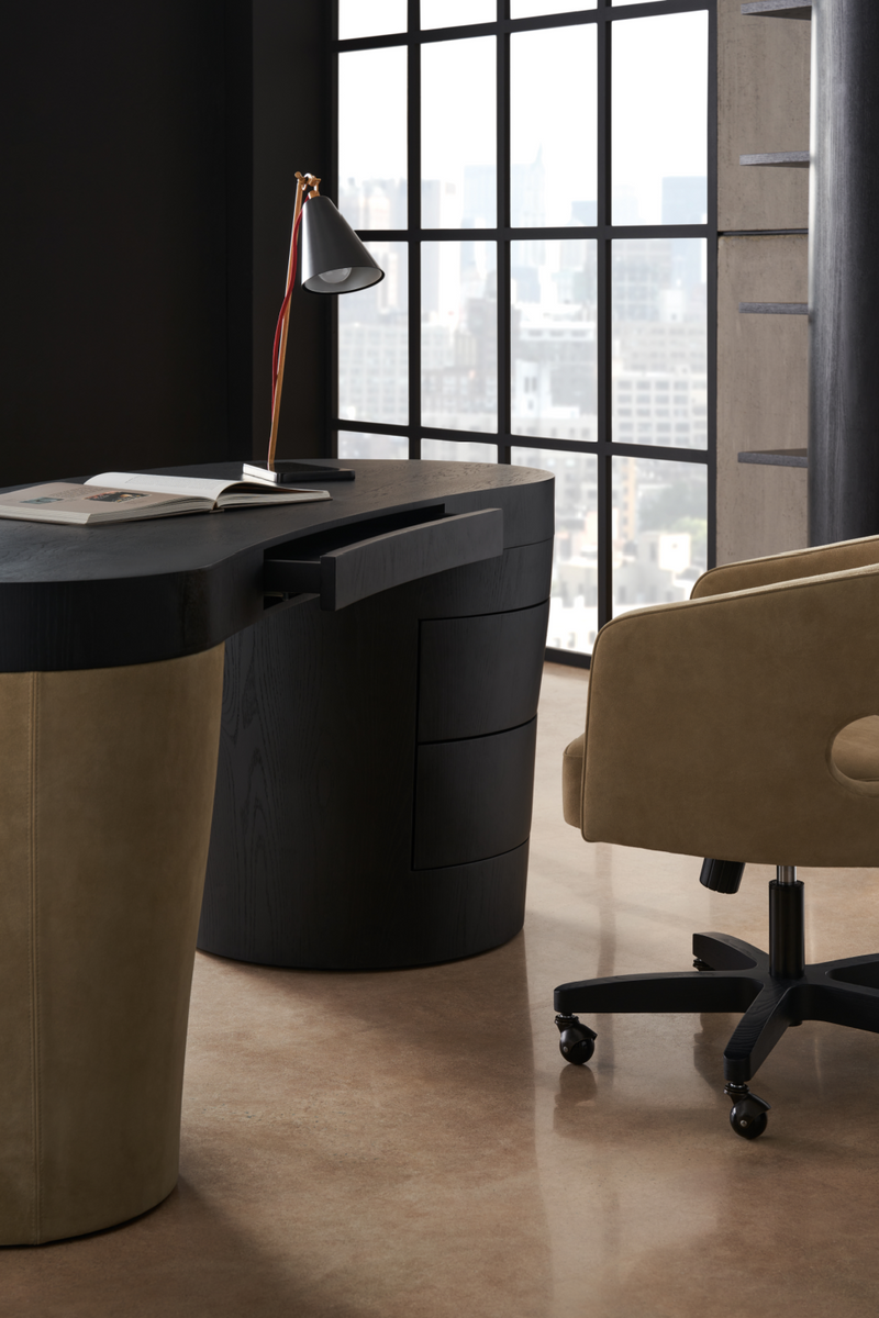 Suede Leg 3-Drawer Desk | Caracole Gus | Oroatrade.com