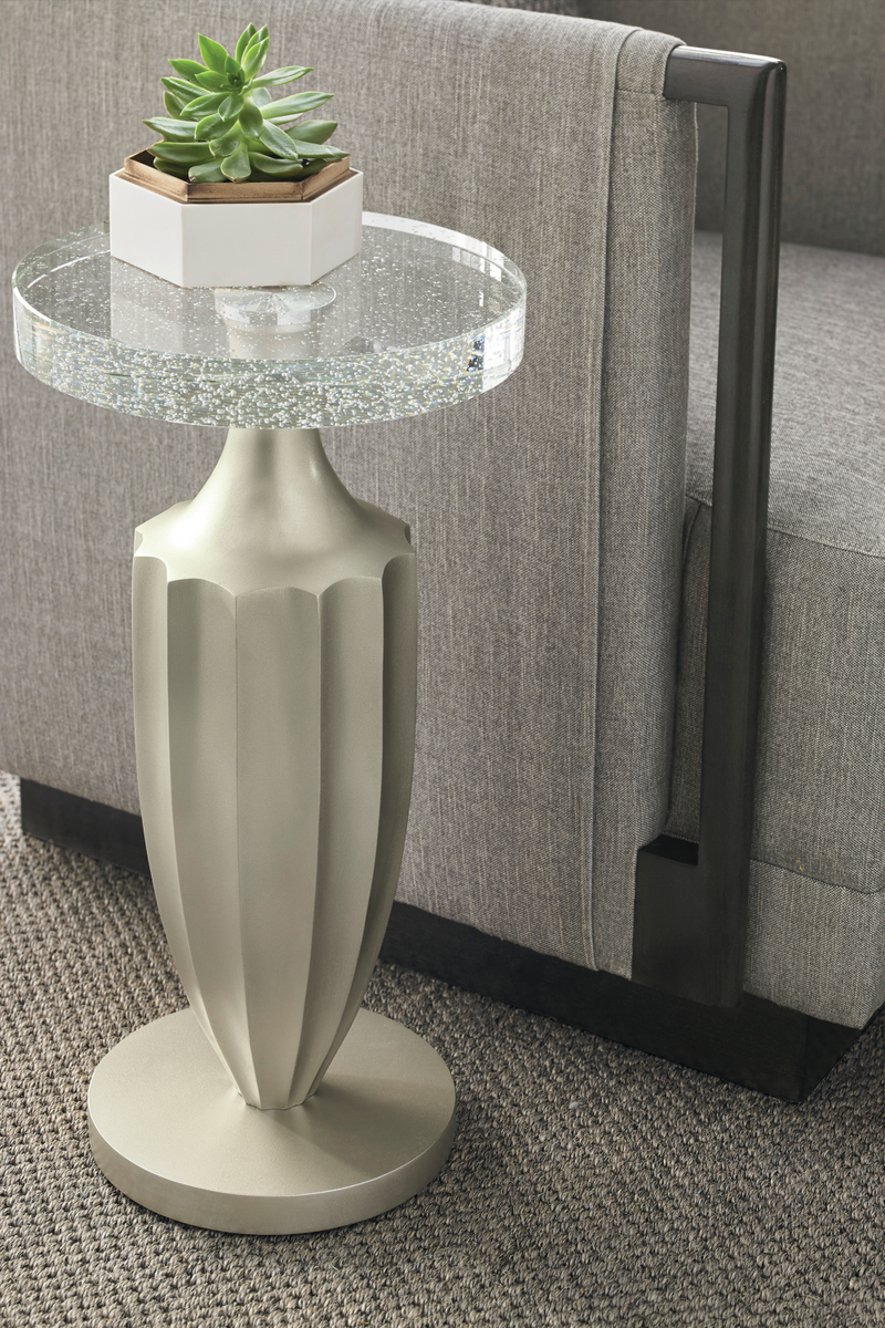 Taupe Fluted Accent Table | Caracole Just A Little Jazz | Oroatrade.com